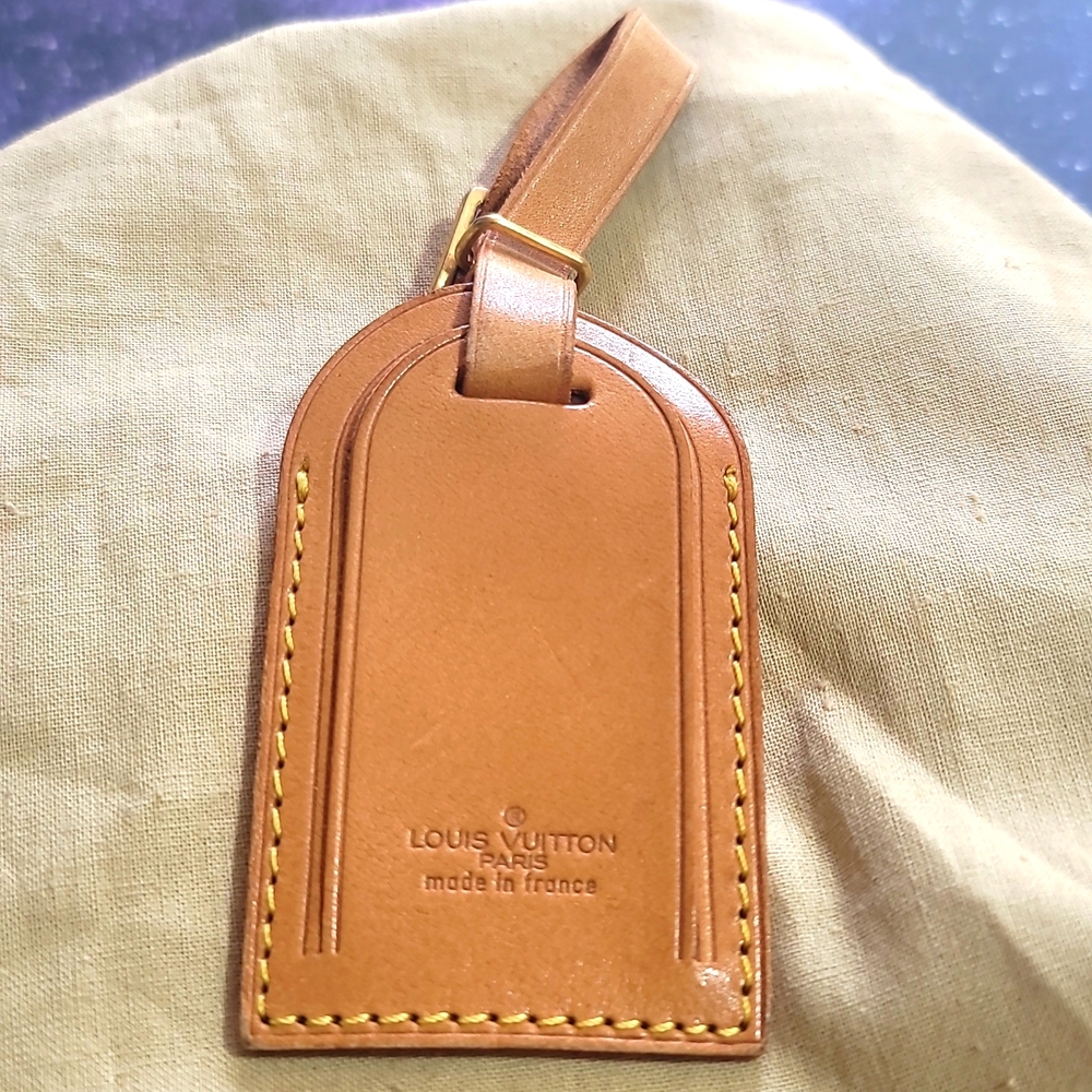 💰 AUTHENTIC LOUIS VUITTON LUGGAGE TAG VACHETTA GOOD USED CONDITION.